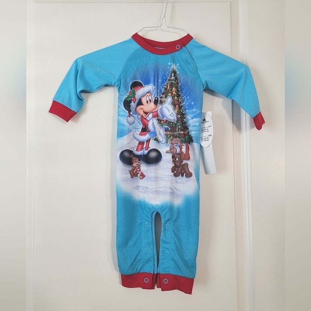 NWT Disney Parks Baby Mickey Christmas Playsuit Sleeper 12m